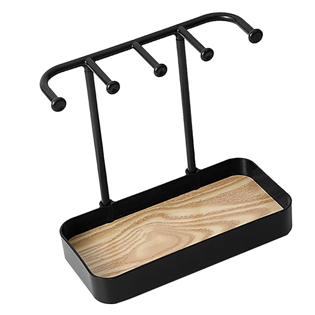 Desktop Jewelry Stand Space Saving PP Multifunctional Jewelry Organizer Rack for Earring Necklace Bracelets Black