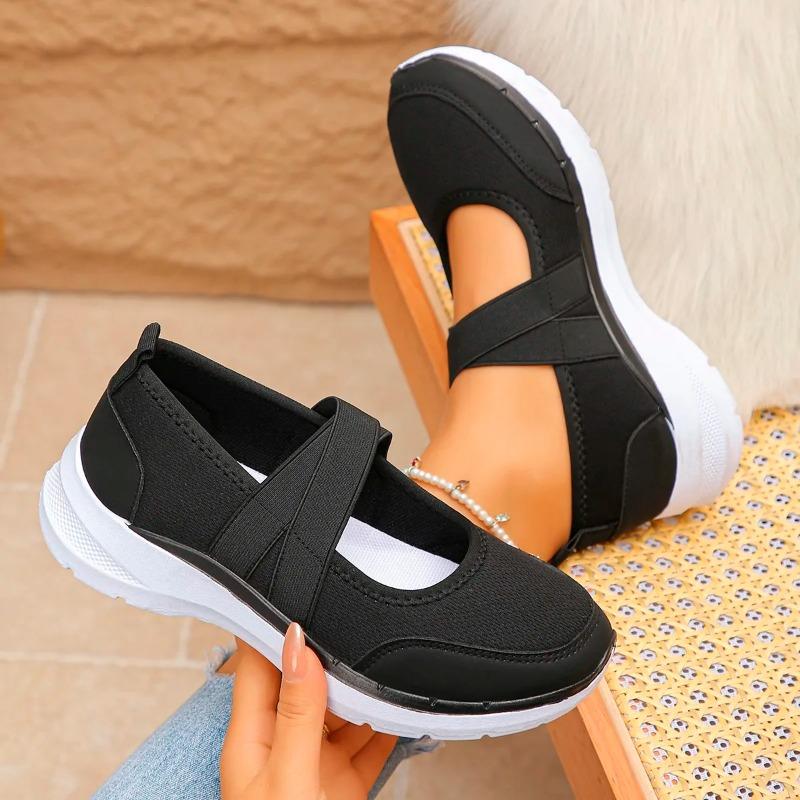 Zapatillas de Malla Transpirable Vulcanizadas para Exteriores Calzado de Mujer Zapatos de Mujer Planos Casuales Plataforma Viaje Calzado para Caminar