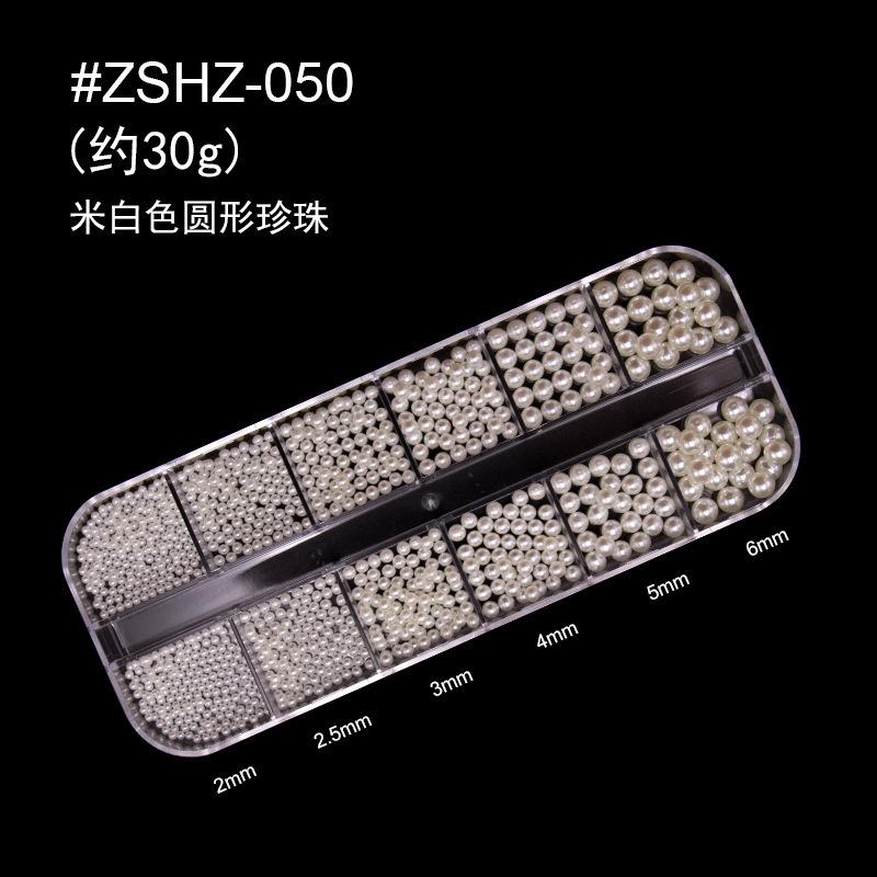 Nail Art Jewelry Full Round Pure White Beige Pearl Size Mixed Beauty Half Round Nail Art Pearl Jewelry