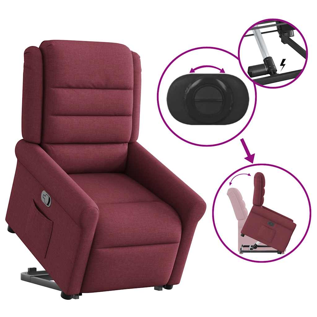 Recliner Chair with Lift Assist Wine Red Fabric
