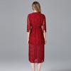 Vestido Cheongsam Étnico de Talla Grande con Cuello en V y Cintura Elástica - Estilo Retro Bohemio para Primavera y Otoño