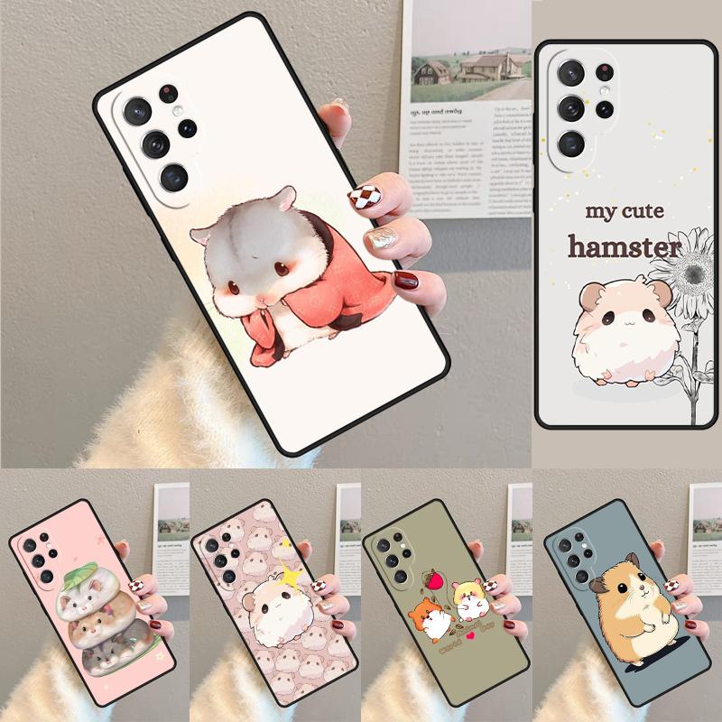 Cute Lovely Pet Hamster Phone Case Cover For Samsung Galaxy S24 S25 Ultra S21 S22 Ultra S10E Note 10 Plus Note 20 FE S23