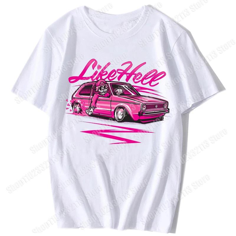 Unisex Anime Girl Car Graphic Tees Shirt Summer Short Sleeve Harajuku Casual Loose Tops Ropa Hombre