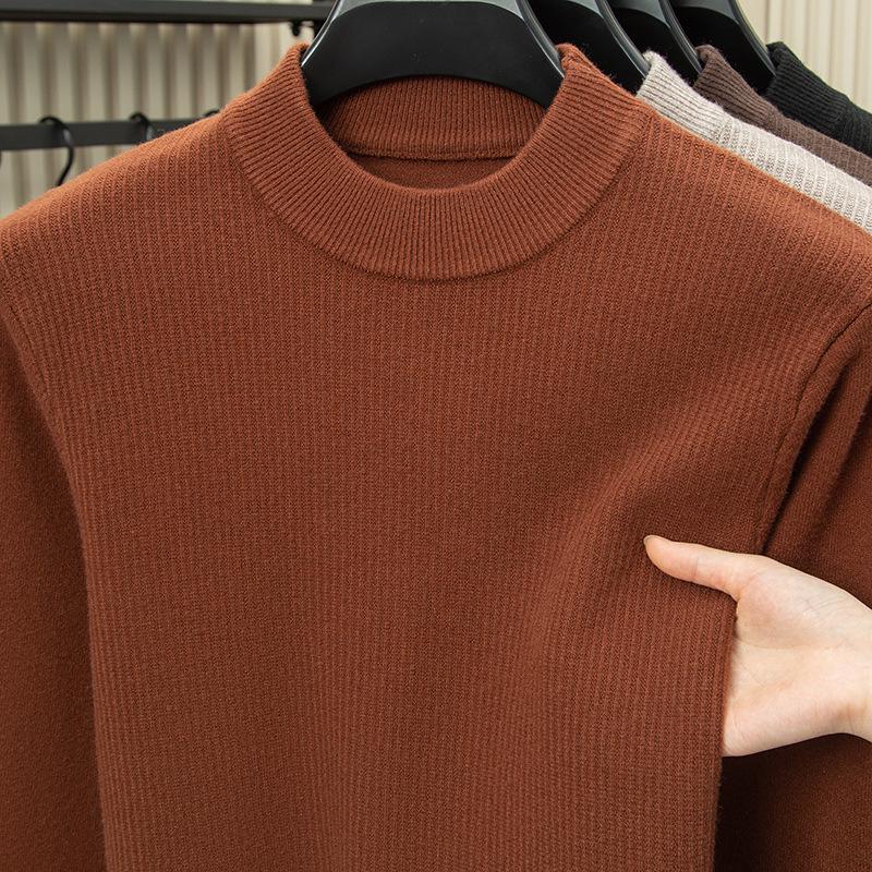 2025 Puyuan Men's Long Sleeve Round Neck Casual Knit Sweater for Young Adults
