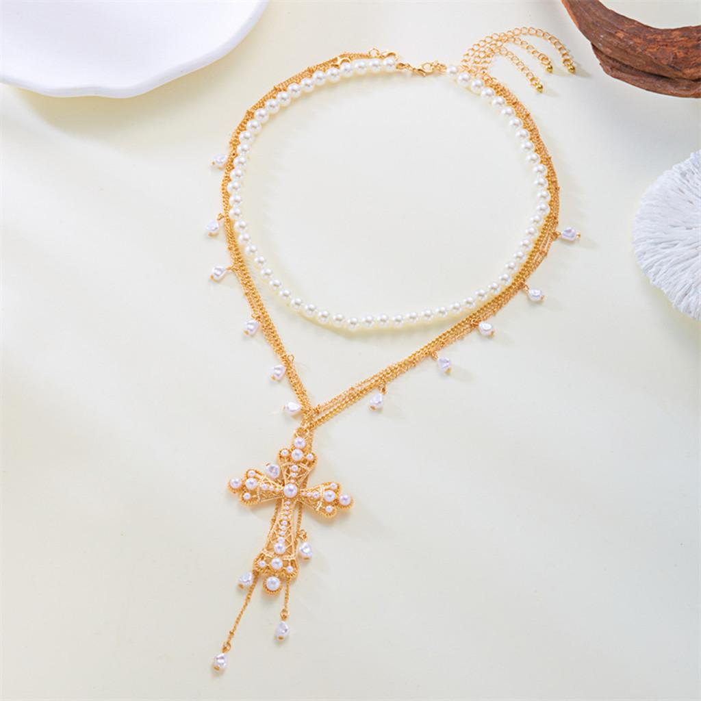 Baroque Cross Necklace With Pearl For Vintage Jewelry Enthusiasts