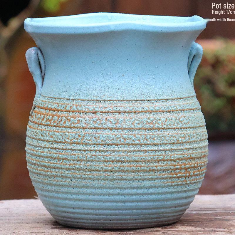 Yixing Zisha Coarse Pottery Flower Pot with Feet: Large Ceramic Succulent Planter for Green Plants & Flowers.