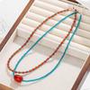 Natural red agate necklace, Xiaomi bead collarbone chain, Bohemian bead necklace, jewelry, double-layer layered necklace