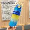 Gradient Color Plastic Drinking Bottle With Straw For Travel And Sports