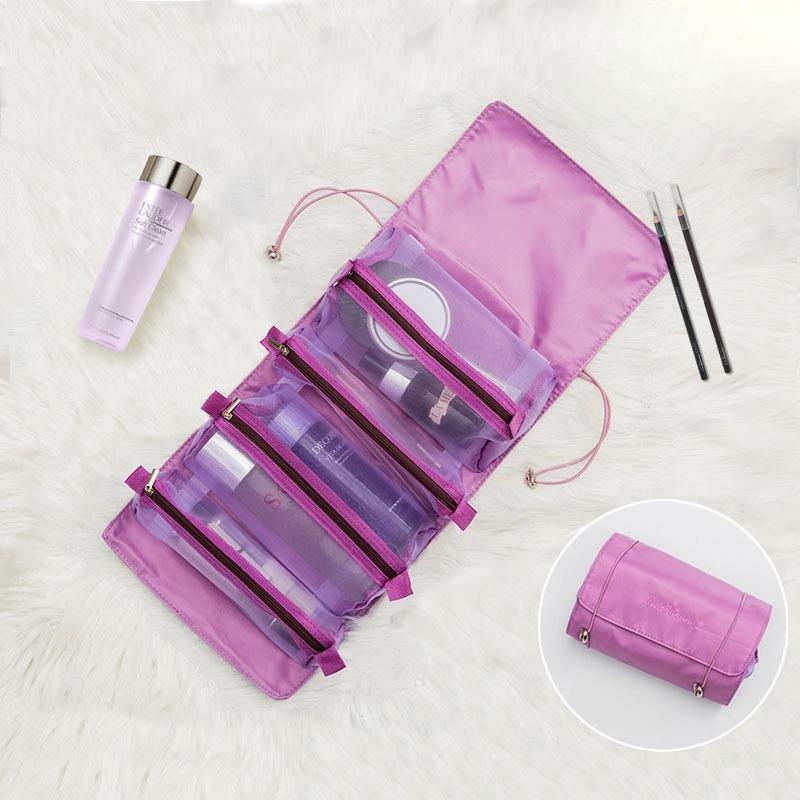 1Pc Portable Waterproof Hanging Cosmetic Bag - Large Capacity 4-in-1 Travel Toiletry Organizer