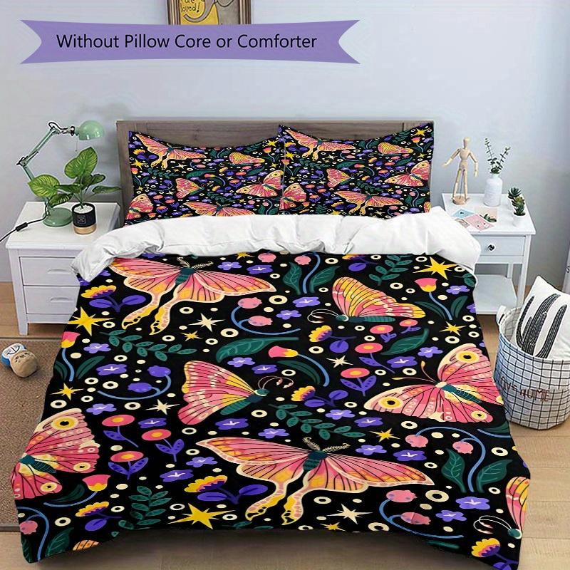 3pcs Butterfly Print Bedding Set, Suitable for Bedroom Decoration, (Includes 1 Duvet Cover And 2 Pillowcases, Quilt Not Included) yy250822169