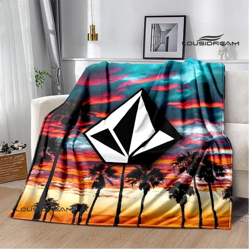 Coperte con logo V-VOLCOM stampato Flangia Coperta calda morbida e confortevole casa viaggio letto coperta coperte da picnic regalo di compleanno