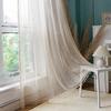 Boho Sheer Curtains for Bedroom, Crochet Knitting Cotton Macrame Lace with Handmade Tassels, Vintage Semi Hollow Striped,1 Panel