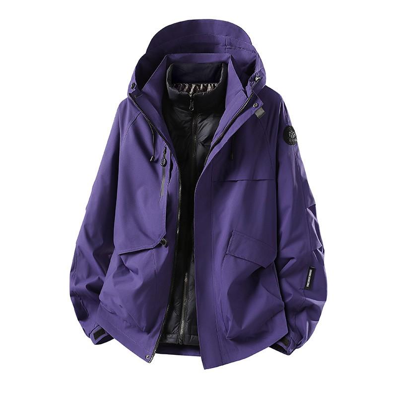 Veste d'extérieur 3-en-1 Amovible Imperméable Coupe-vent Doublée Polaire pour Hommes Femmes Randonnée