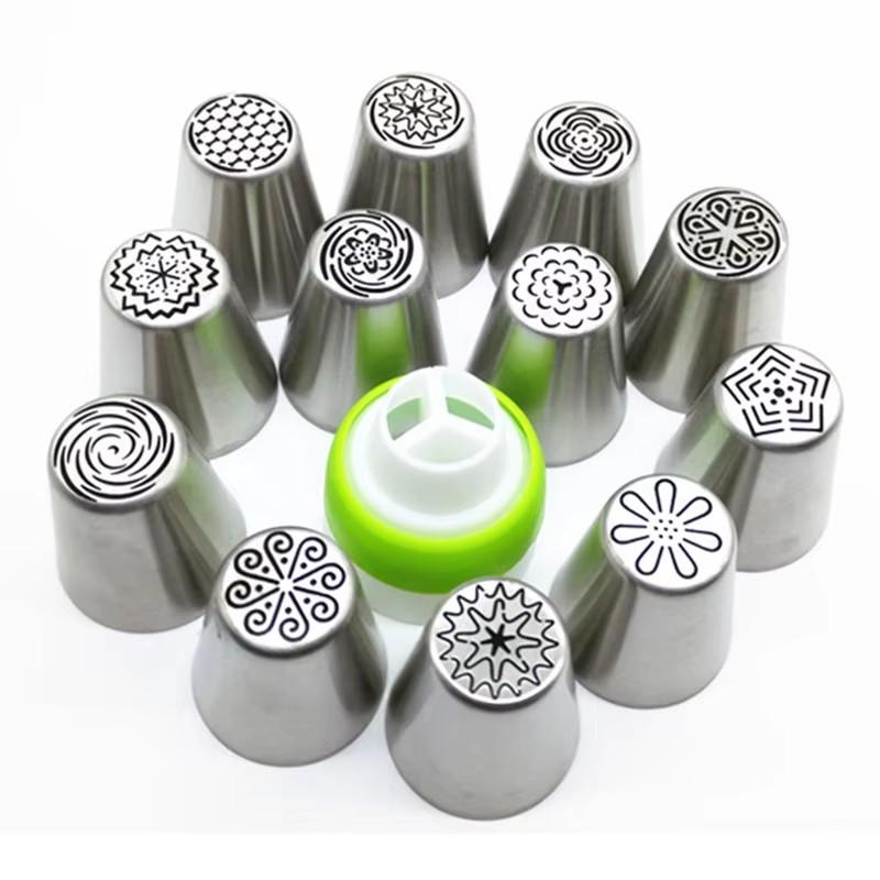 13pcs Russian Tulip Icing Piping Nozzles Stainless Steel Leaf Flower Cream Pastry Tip Kitchen Cupcake Cake Decorating Tools