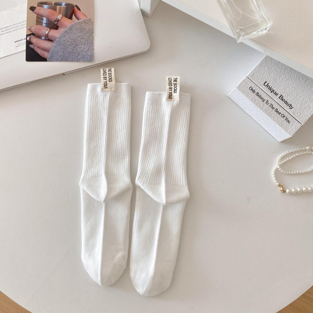 Heel Fabric Label Mid-Tube Socks Middle Tube Knitted Socks Fashion Snow Boot Socks  Fall