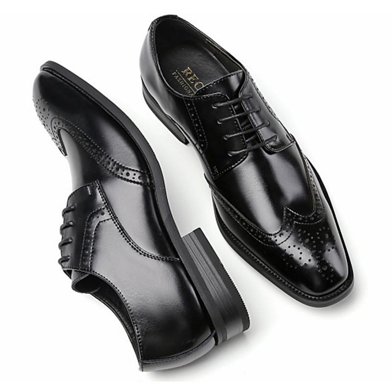Gentleman New Men's Pointed Business Brogues Derby Shoes Male Luxury Designer Homecoming Wedding Dress Footwear