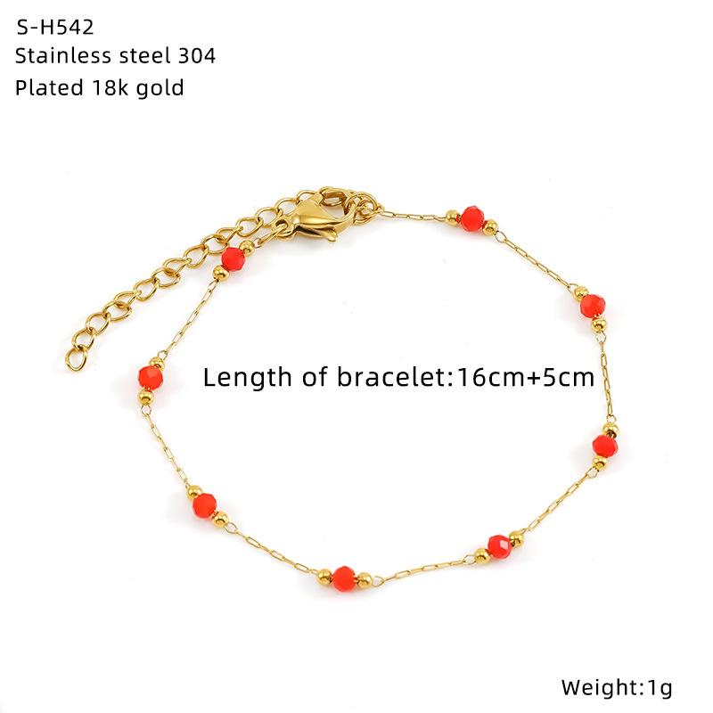 Titanium Steel Glazed Bead Pearl Bracelet, Sweet Crystal Natural Stone Colored Jewelry, High Sense Of Personality
