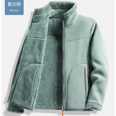 U's Same Fleece Clothes, Women's Jackets, Fleece Tops, Autumn and Winter Double-sided Fleece Thickened Coral Fleece Sweaters, Men's Open