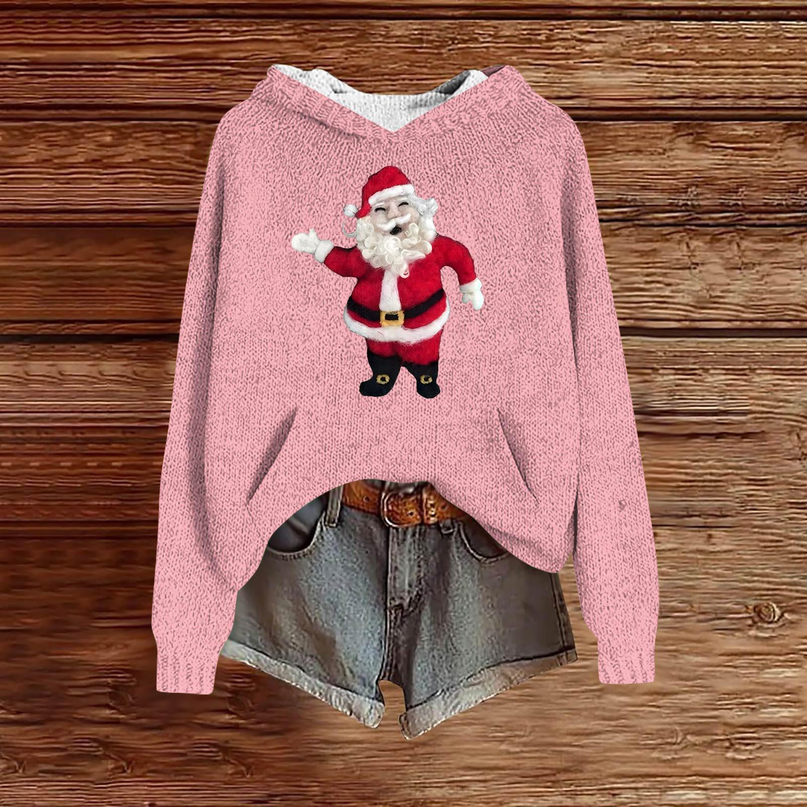 

Світшоти для жінок В язаний светр Мила сорочка Осінній пуловер Толстовка з капюшоном M рожевий