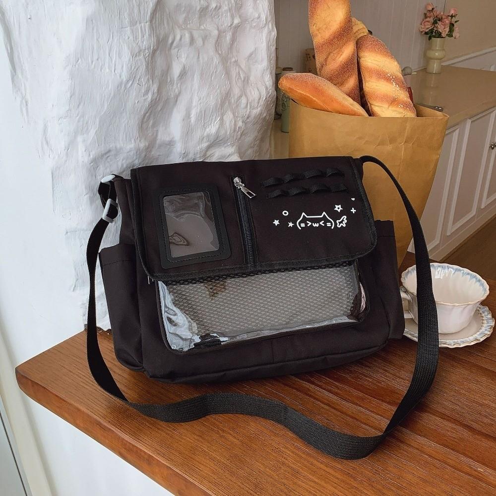 Large Capacity Japanese Harajuku Bag Lightweight Waterproof Messenger Bag  Youth Casual Leisure чёрный