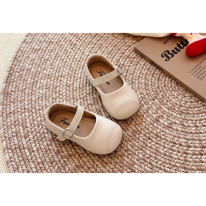 Kids Girls British Style Solid Color Soft Sole Casual Princess Leather Shoes