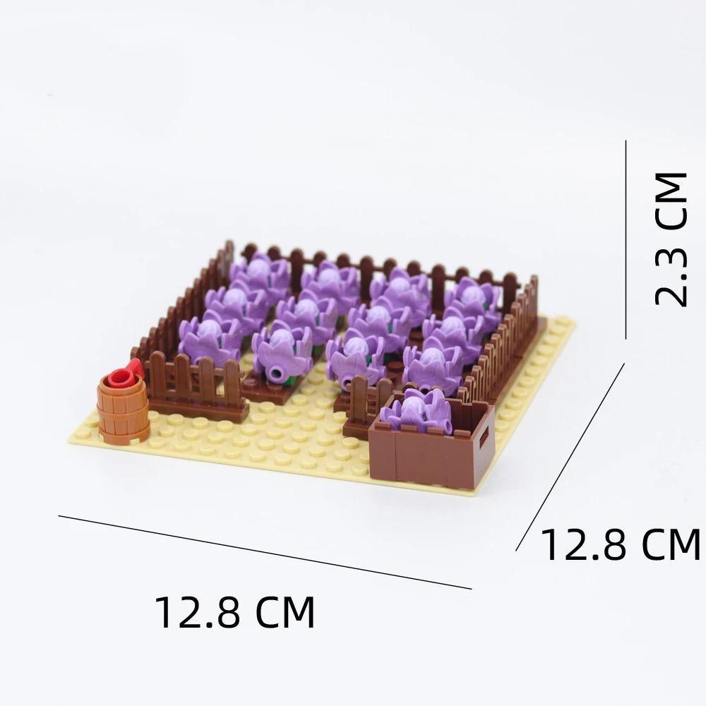 MOC Farm Set Stavebnice Plodina Rostlina Dýně Konírna Kráva Kruh Zvířata Město Pohled na ulici Kostky Model Hračky