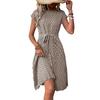 Summer Short-sleeved Lace-up Pleated Dress Amazon Temu Hot Sale Fashionable Women's Clothing Elegant Temperament Simple Skirt