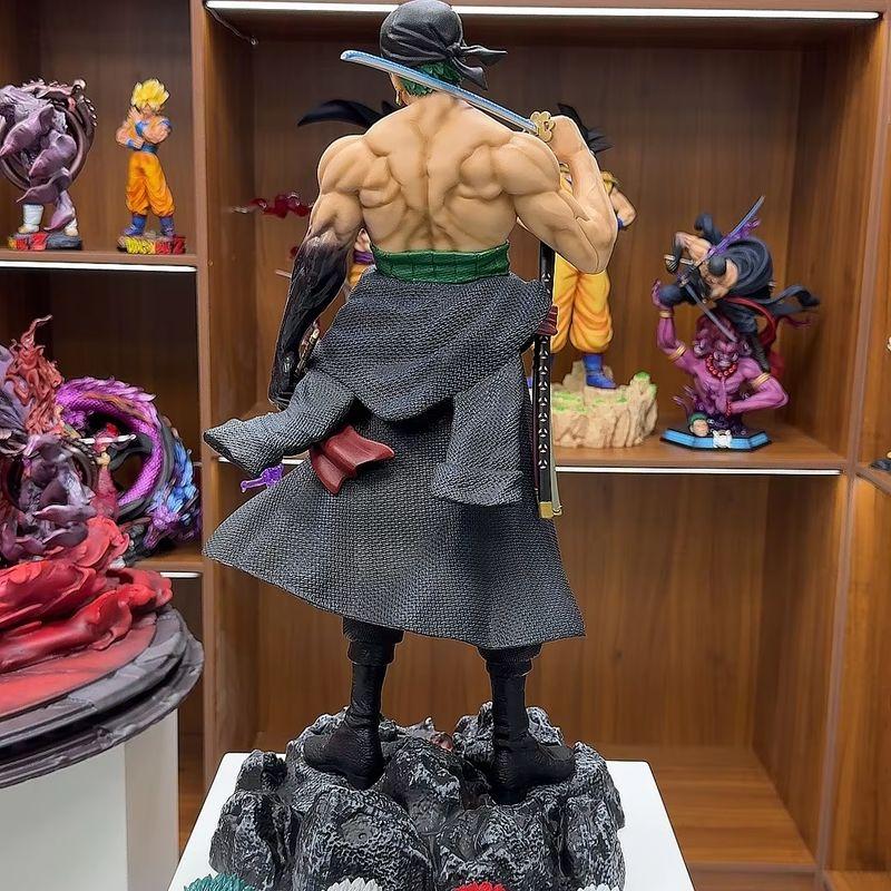 One Piece 50cm - 5 Interchangeable Heads  Anime Carrying Knife Roronoa Zoro Collectible Statue Model Figure Ornament Adult Gifts