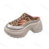 Fashion Fashion Leopard Print Hollow Casual Thick Soled Half Slippers for Women 2025 Summer Comfortable Versatile Beach Chunky Draggers