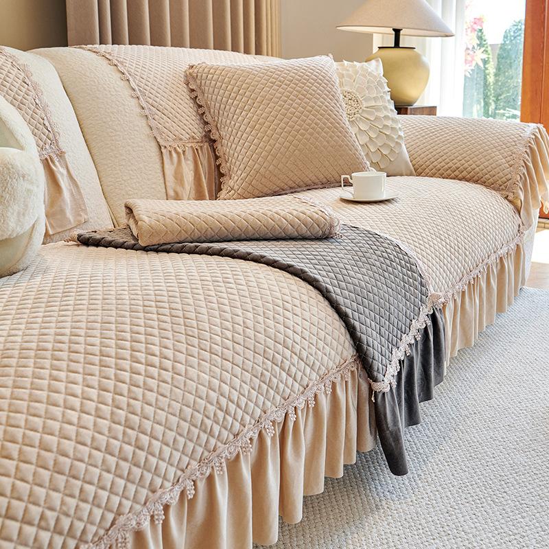 Nordic Simple Short Plush Sofa Cushion  Winter New Seat Cushion High-End Skirt Sofa Cover Cross-Border