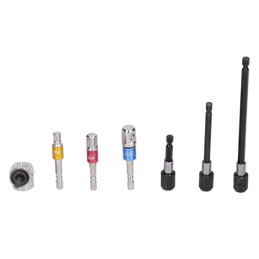 7Pcs Socket Adapter Hex Shank Metal Colourful Screwdriver Bit Holder Extension Set Kit
