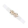 Women's Waist Belts Retro Waistband Golden Leaf Elastic Waist Closure with Double Hook Buckle Wide Belt Fashion Elegant Women Belt for Skirt