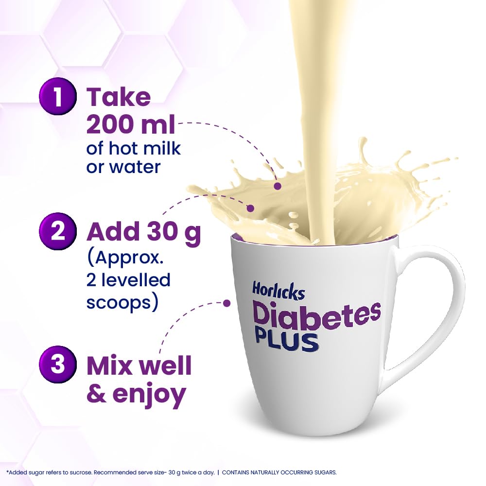 Horlicks Diabetes Plus High Fibre Vanilla Nutritional Powder 1000 G Container For Adults Managing Blood Sugar
