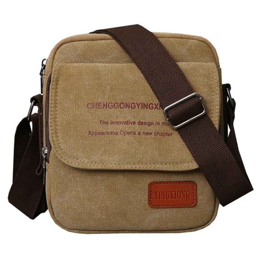 Canvas Shoulder Bag Men Retro Crossbody Bag Women Simple Small Square Bag  Women хаки
