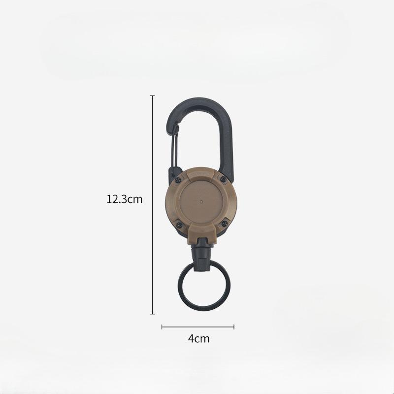 Mosquetón retráctil resistente con carrete de tracción, llavero con hebilla de cable de acero resistente, llavero con resorte, herramienta deportiva para exteriores