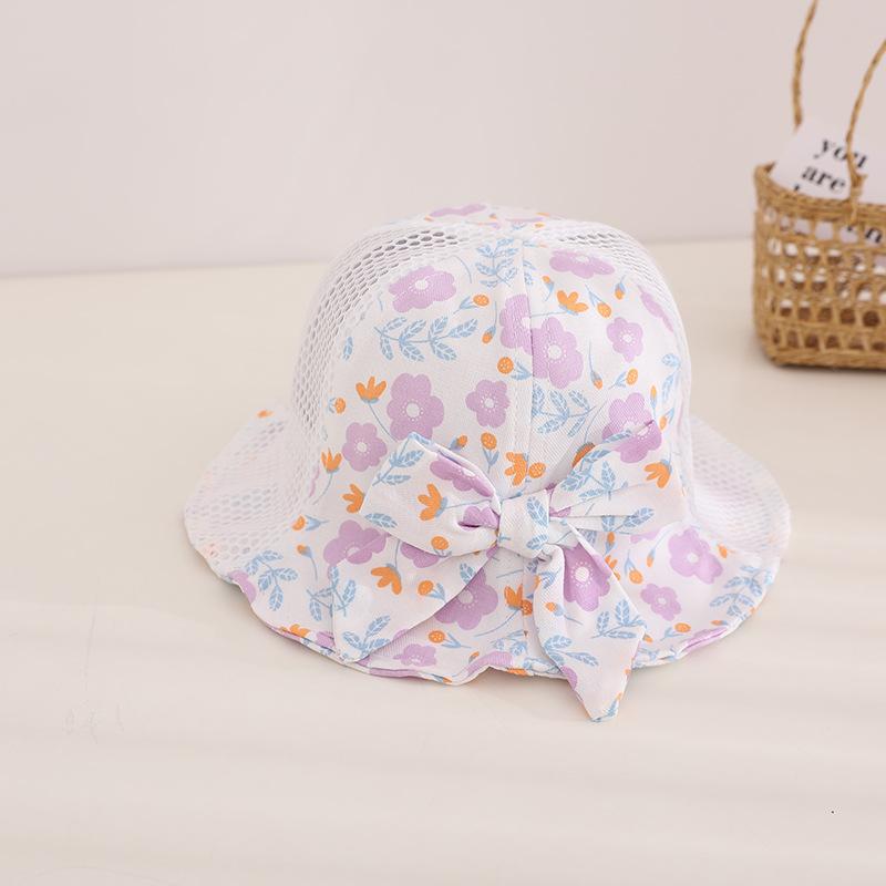 

Girl Sun Hat 48-52cm 1-5 Years Toddler Summer Thin Princess Floral Sunscreen Girls Hats Kids Bucket Cap Children Flower Caps 48-52cm фіолетовий