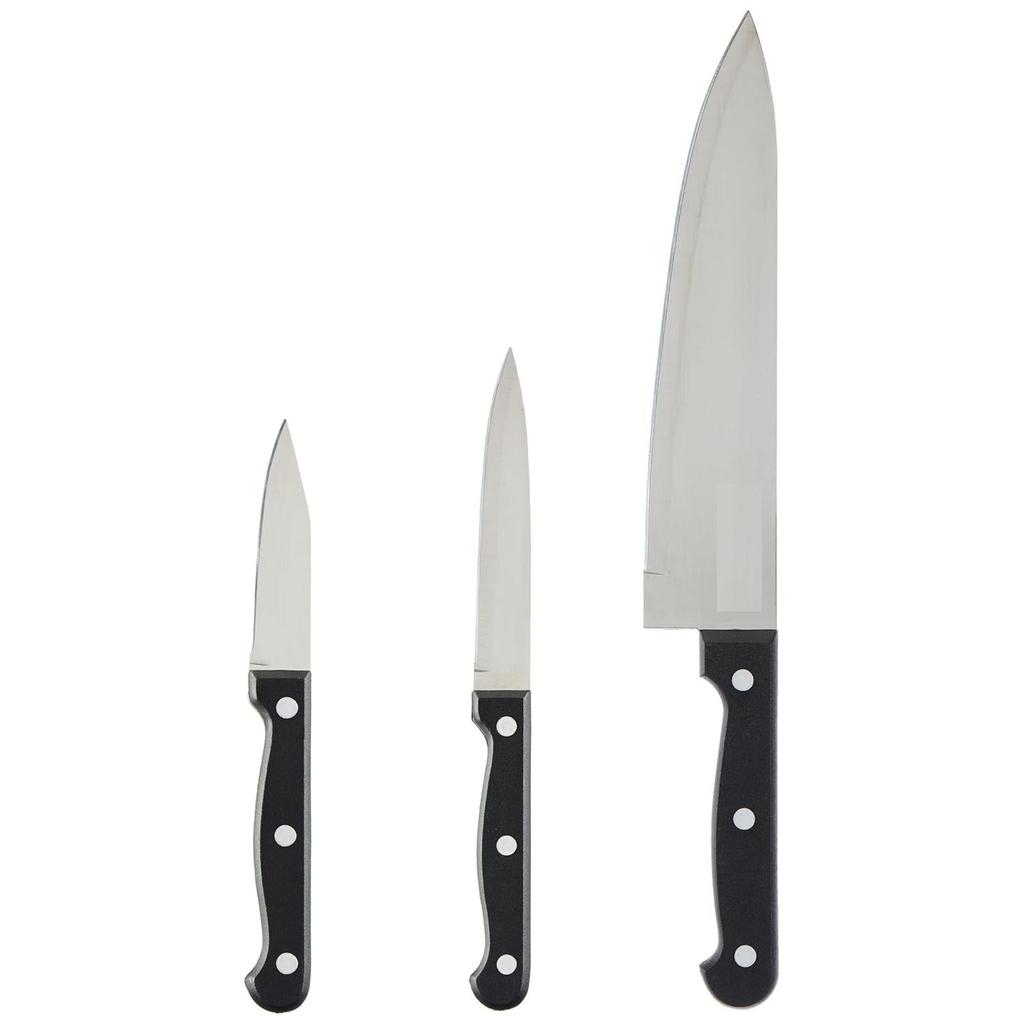 High-Carbon Stainless Steel Kitchen Knife Set | Triple Rivet Handle | Set of 3 (Silver)