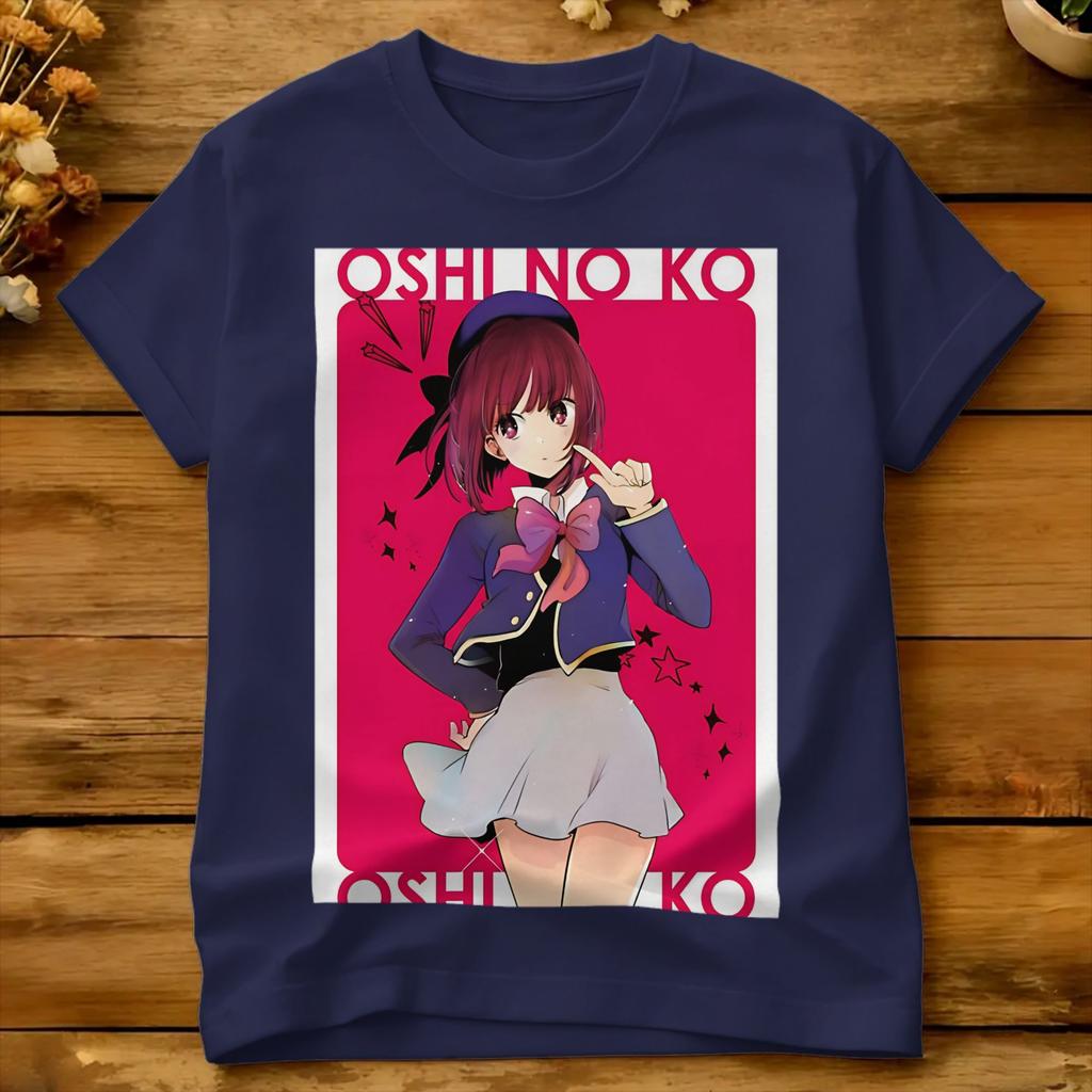 Unisex Red Cute Girl T Shirts Oshinokos 100 Cotton Tees Summer Streetwear Short Sleeves Tshirt O Neck Hippie Casual Tee Shirt