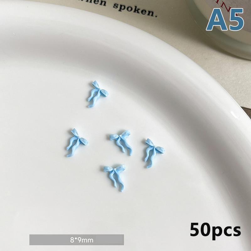 

50 шт. волнистые ленточные банты для украшения ногтей однотонные цветные банты из смолы для украшения ногтей для самостоятельного изготовления шпилек для ногтей A5