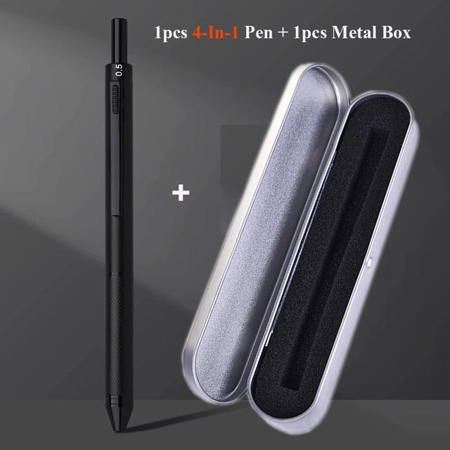 4 In 1 Multicolor Metal Ballpoint Pens 3 Colors Ball Pen 1 Mechanical Pencil For School Office Writing Supplies Stationery