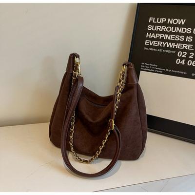 Nytt Mode Casual Dragkedja Stor Kapacitet Pendling Mångsidig Axelväska Höst Vinter Retro Enkel Dam Crossbody-väska