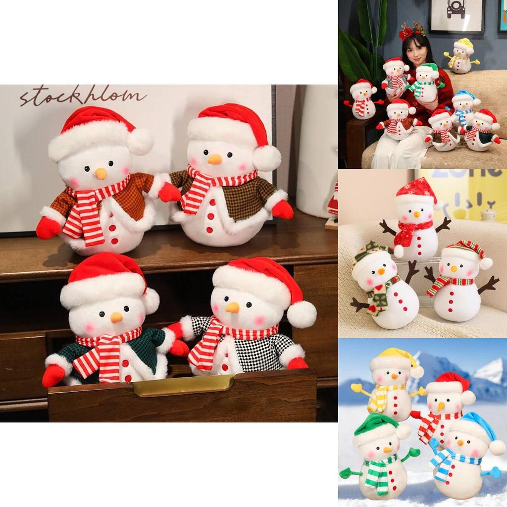 Adorable Plush Snowman Doll For Bedroom Decor Soft Stuffed Toy For Kids Christmas Gift