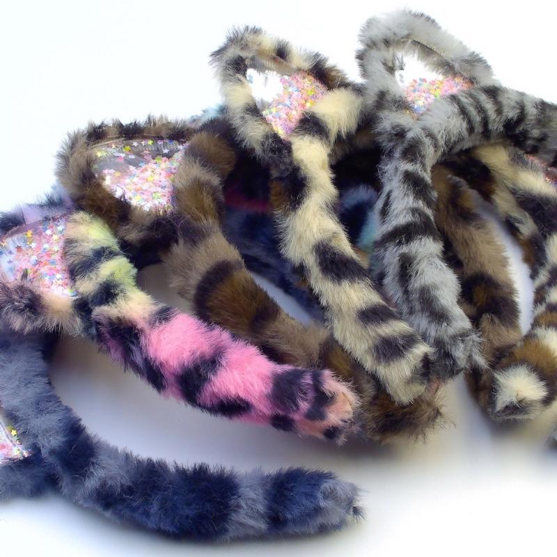 Leopards Print Hair Hoop Cats Ears Shape Headbands Halloween Cosplay Headpiece for Halloween Cosplay