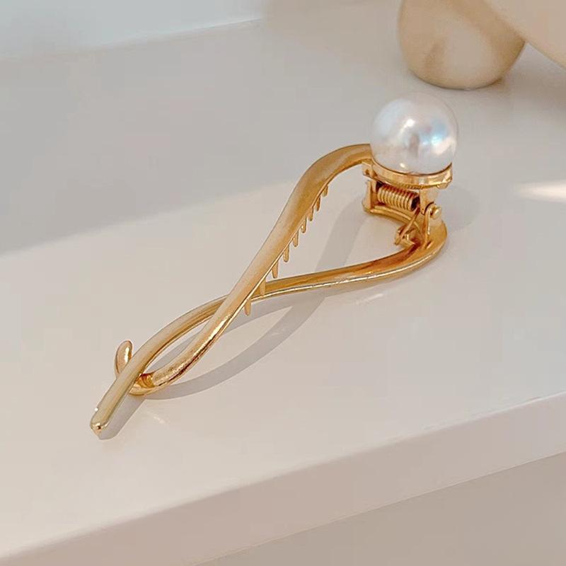 Vintage Big Pearl Barrettes Gold Silver Color Hair Clip Hairpin for Women Fashion Hair Ornament Headwear Jewelry