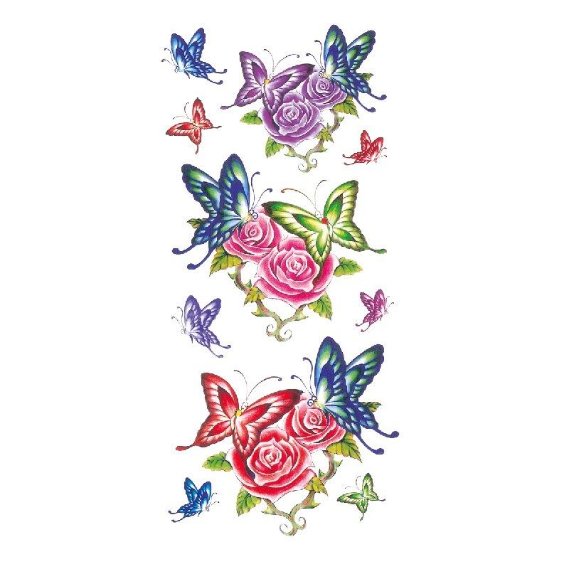 

Наклейка с изображением цветка голубой розы, большой узор в виде цветка сливы, водонепроницаемая наклейка с изображением цветка на руке, образец татуировки 90*190MM