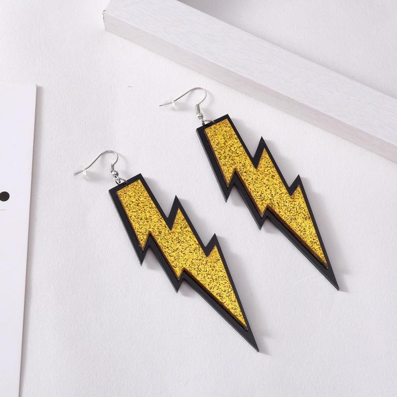 Statement Shiny Glitter Lightning Acrylic Drop Earrings For Women Punk Long Pendant Dangle Earrings Fashion Jewelry Accessories