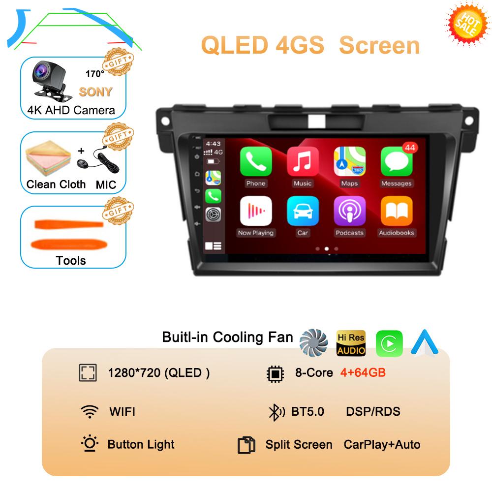 Android 14 DSP Car 2DIN GPS Navigation Radio Multimedia Video Player QLED For MAZDA CX-7 Cx7 Cx 7 2007 2008 2009 2010 2011-2014