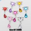 New 10Pcs 40*20mm Heart Rhinestone Applique Flatback Buttons Crystals Brooch for DIY Craft Acrylic Embellishments Manualidades