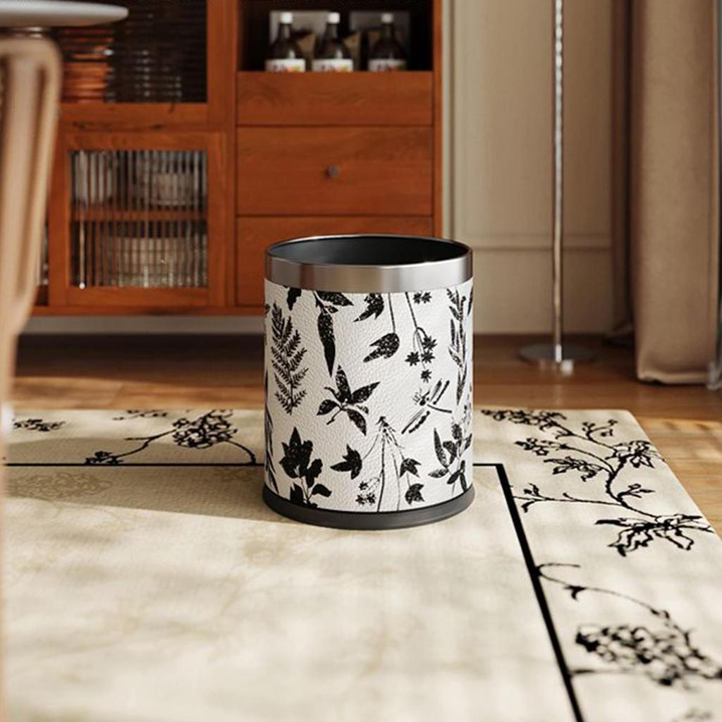 Round Trash Can French vintage Garbage for Bedroom Kitchen Bathroom Office Living Room Dorm Laundry Room Indoor