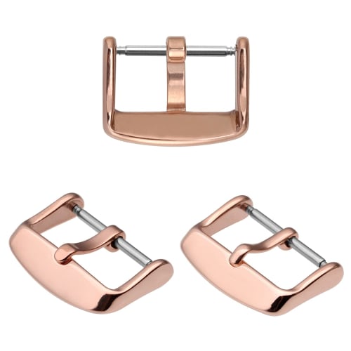 WOCCI 20mm Stainless Steel Polished Pin Buckle Watch Band Replacement Clasp, Rose Gold (Large)